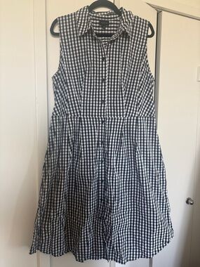 Sleeveless Black & White Gingham Women’s Button-Front Dress